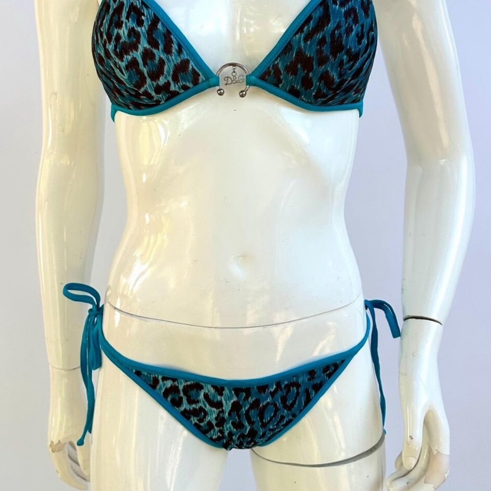 D&G Blue and Black Bikini Set with Animal Print
